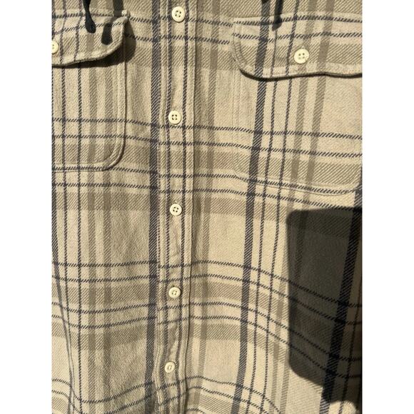 American Eagle Men’s Hooded Plaid Flannel Thick Shirt 90's Fall Holiday Beige XL - Picture 5 of 9
